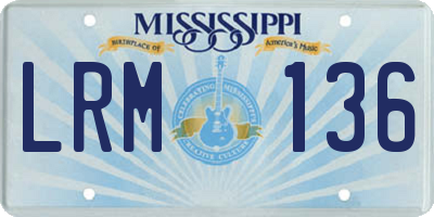 MS license plate LRM136