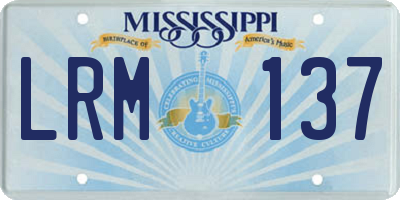 MS license plate LRM137