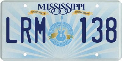 MS license plate LRM138