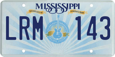 MS license plate LRM143