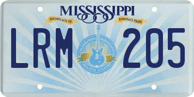 MS license plate LRM205