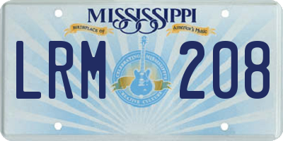 MS license plate LRM208