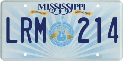 MS license plate LRM214