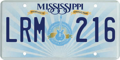 MS license plate LRM216