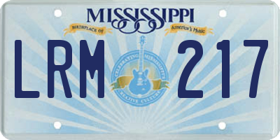 MS license plate LRM217
