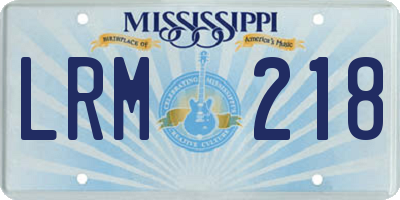 MS license plate LRM218