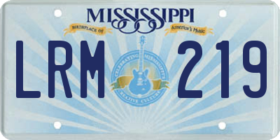MS license plate LRM219