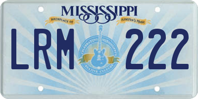 MS license plate LRM222