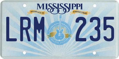 MS license plate LRM235
