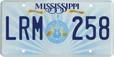 MS license plate LRM258