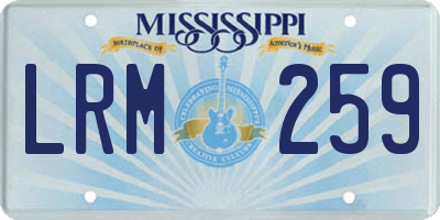 MS license plate LRM259