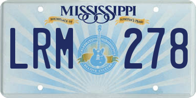 MS license plate LRM278