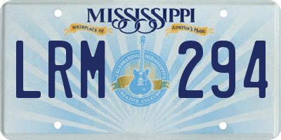 MS license plate LRM294