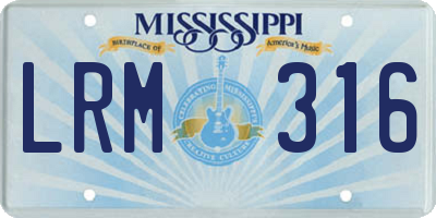 MS license plate LRM316