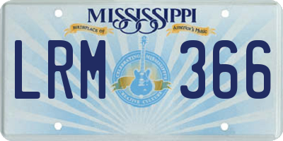 MS license plate LRM366