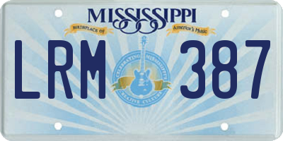 MS license plate LRM387