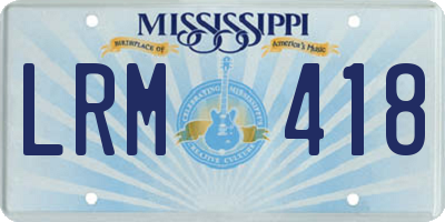 MS license plate LRM418