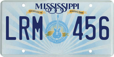 MS license plate LRM456