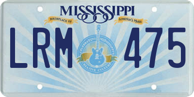 MS license plate LRM475