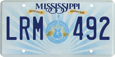 MS license plate LRM492