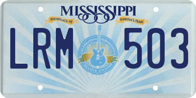 MS license plate LRM503