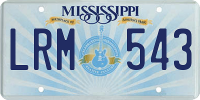 MS license plate LRM543