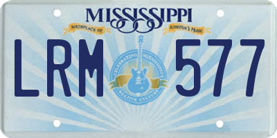 MS license plate LRM577