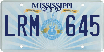 MS license plate LRM645