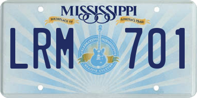 MS license plate LRM701
