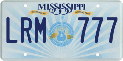 MS license plate LRM777