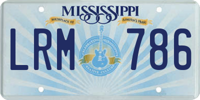 MS license plate LRM786