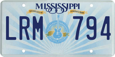 MS license plate LRM794