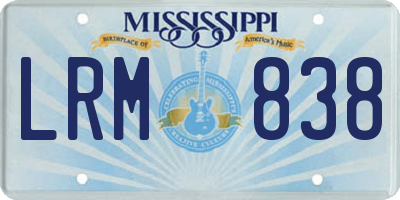 MS license plate LRM838
