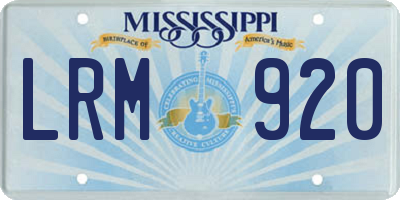 MS license plate LRM920