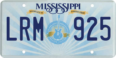 MS license plate LRM925