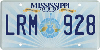 MS license plate LRM928