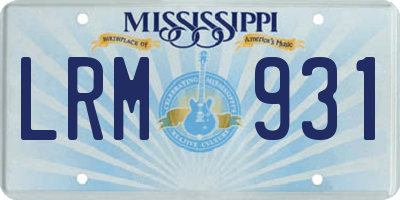 MS license plate LRM931