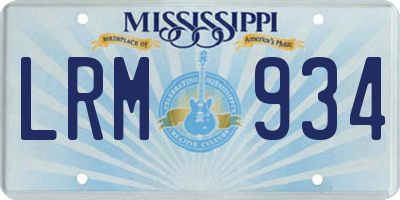 MS license plate LRM934