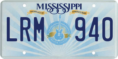 MS license plate LRM940