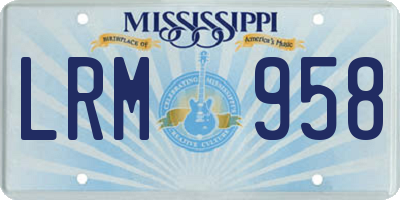 MS license plate LRM958