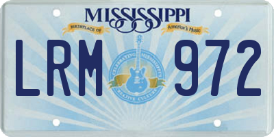 MS license plate LRM972