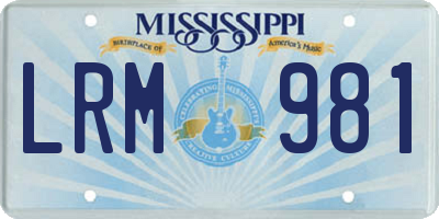 MS license plate LRM981
