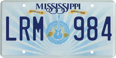 MS license plate LRM984