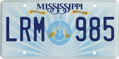 MS license plate LRM985
