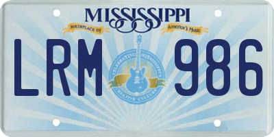 MS license plate LRM986