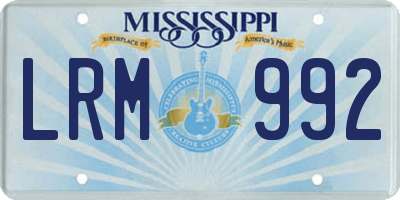 MS license plate LRM992