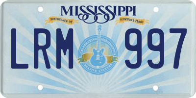 MS license plate LRM997