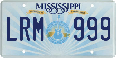 MS license plate LRM999