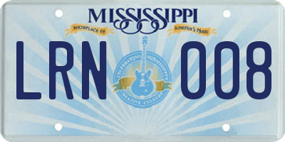 MS license plate LRN008