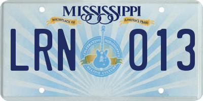 MS license plate LRN013